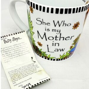Suzy Toronto Mother In Law Coffee Mug Midwest CBK Whimsical Floral Ceramic NEW